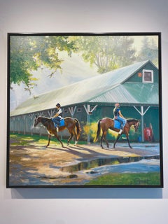 Shawn Faust, "Hot Off the Track", 36x36 Equine Stable Oil Painting on Canvas