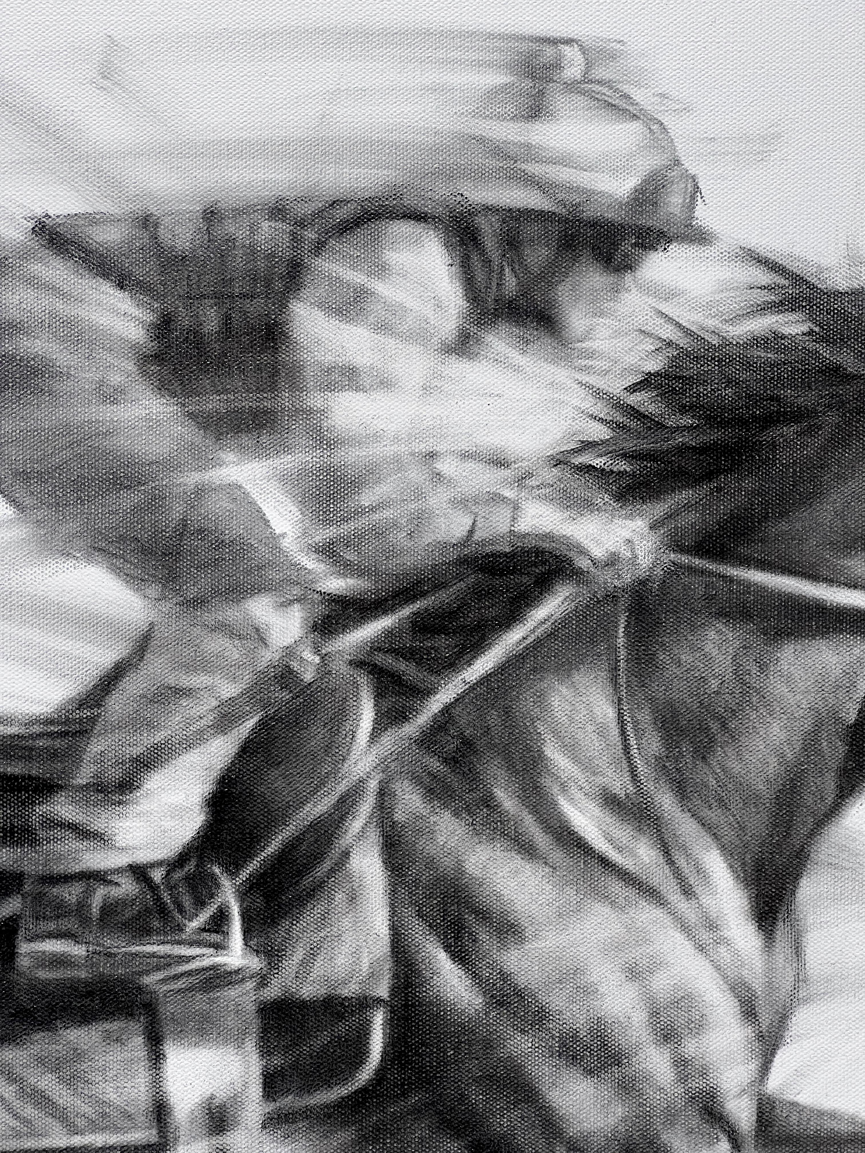 Shawn Faust, « Motorin », fusain de course de chevaux d'équitation noir et blanc sur toile en vente 6