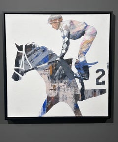 Shawn Faust, "Number 2" 24x24 Equine Racing Horse Mixed Media Painting on Canvas