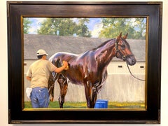 Shawn Faust, "Quality Bath", Equine Bathing Oil Painting on Canvas