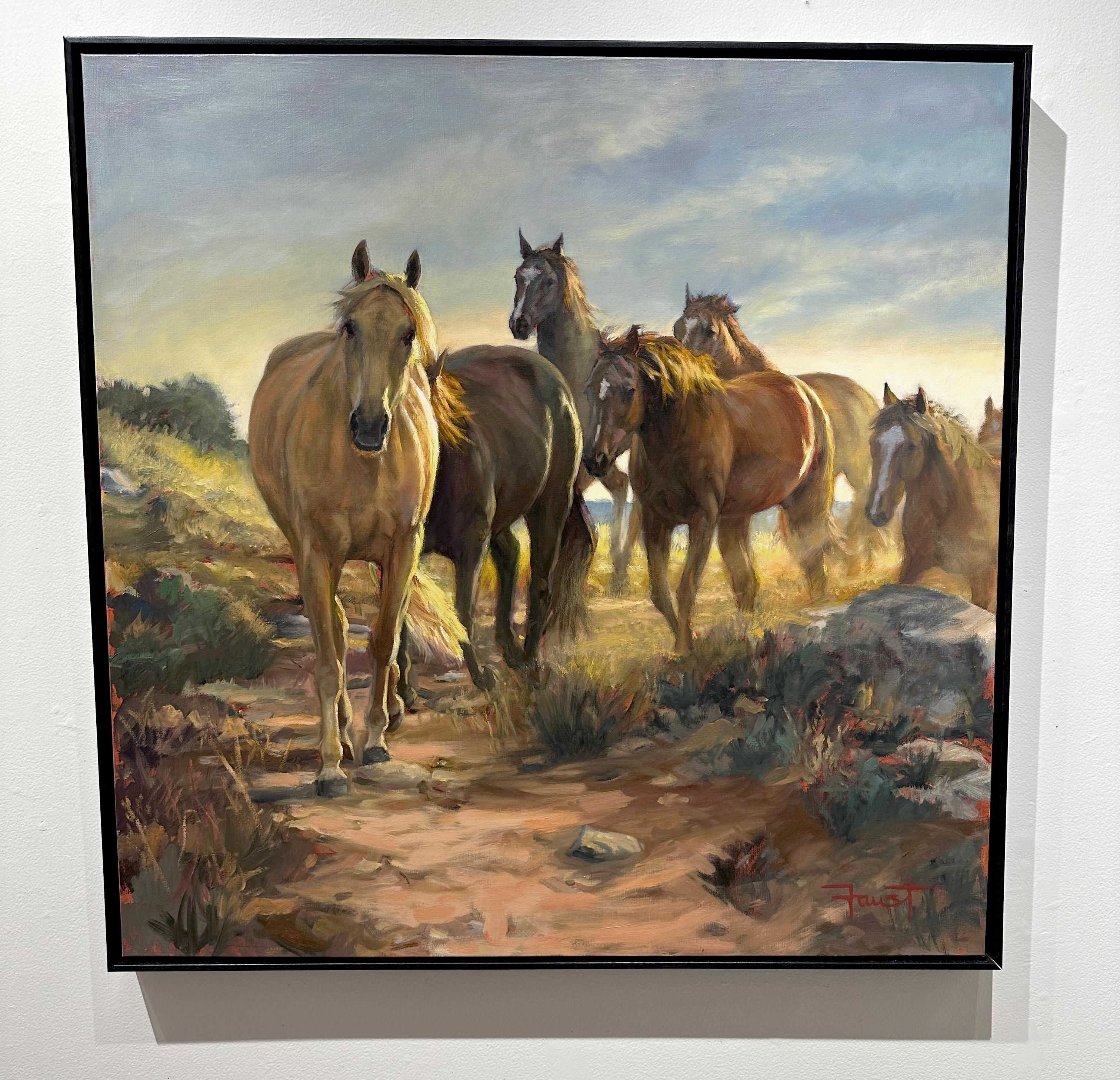This equine oil painting on canvas, 