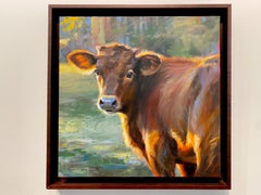 Shawn Faust, "The Look Back", Cow Portrait Oil Painting