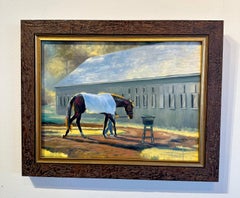Shawn Faust, "Water Stool" 12x16 Backstretch Equine Stable Oil Painting