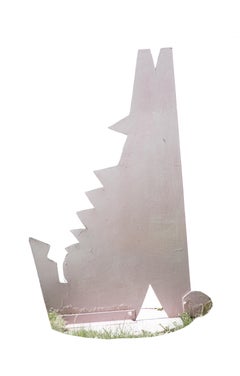 'Pink Coyote' pink steel patina outdoor sculpture