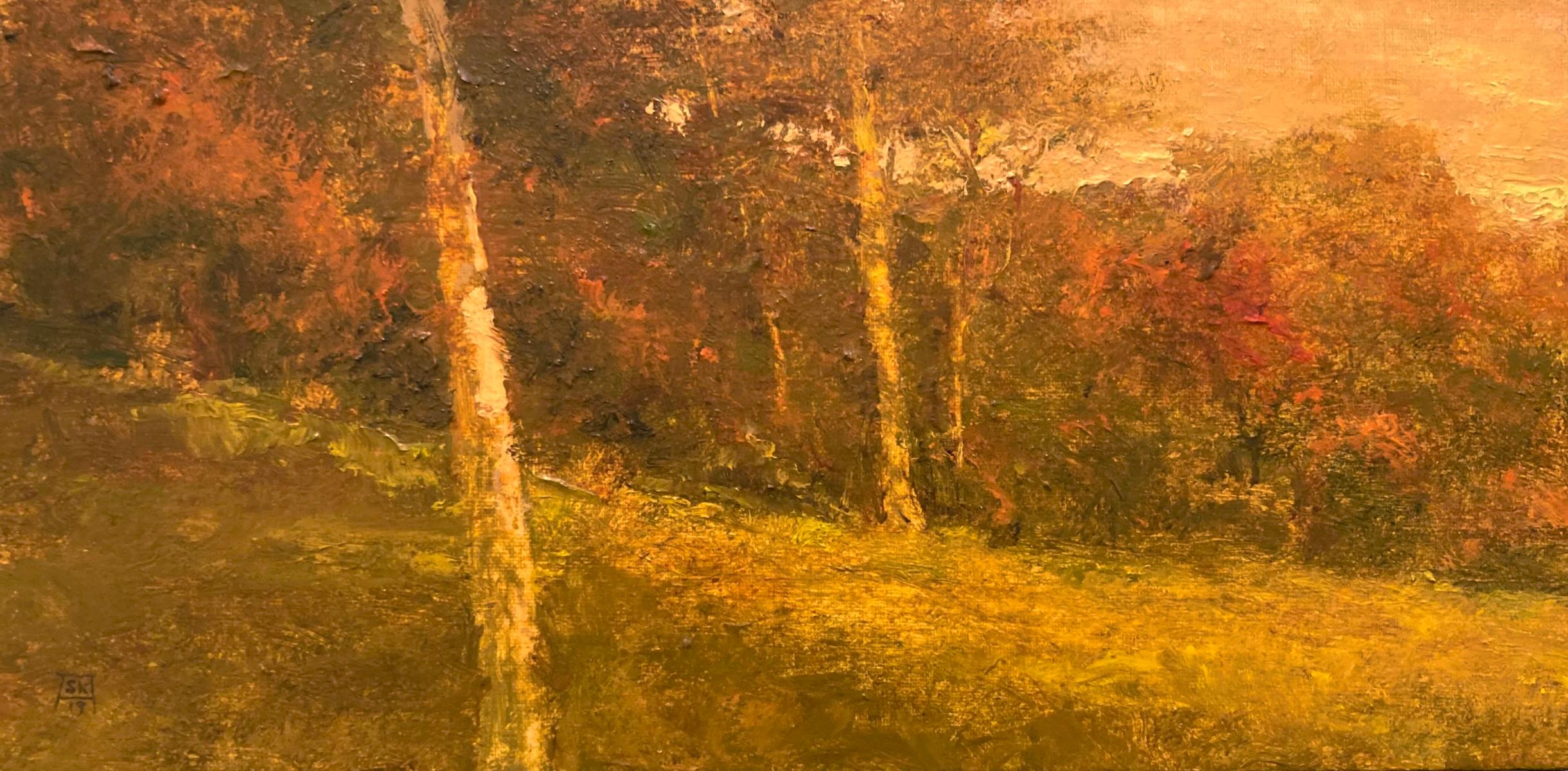 Shawn Krueger Figurative Painting - "An Autumn Memory, " Original Landscape Oil Painting