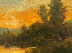 "Lights Out, " Original Autumn Landscape Oil Painting