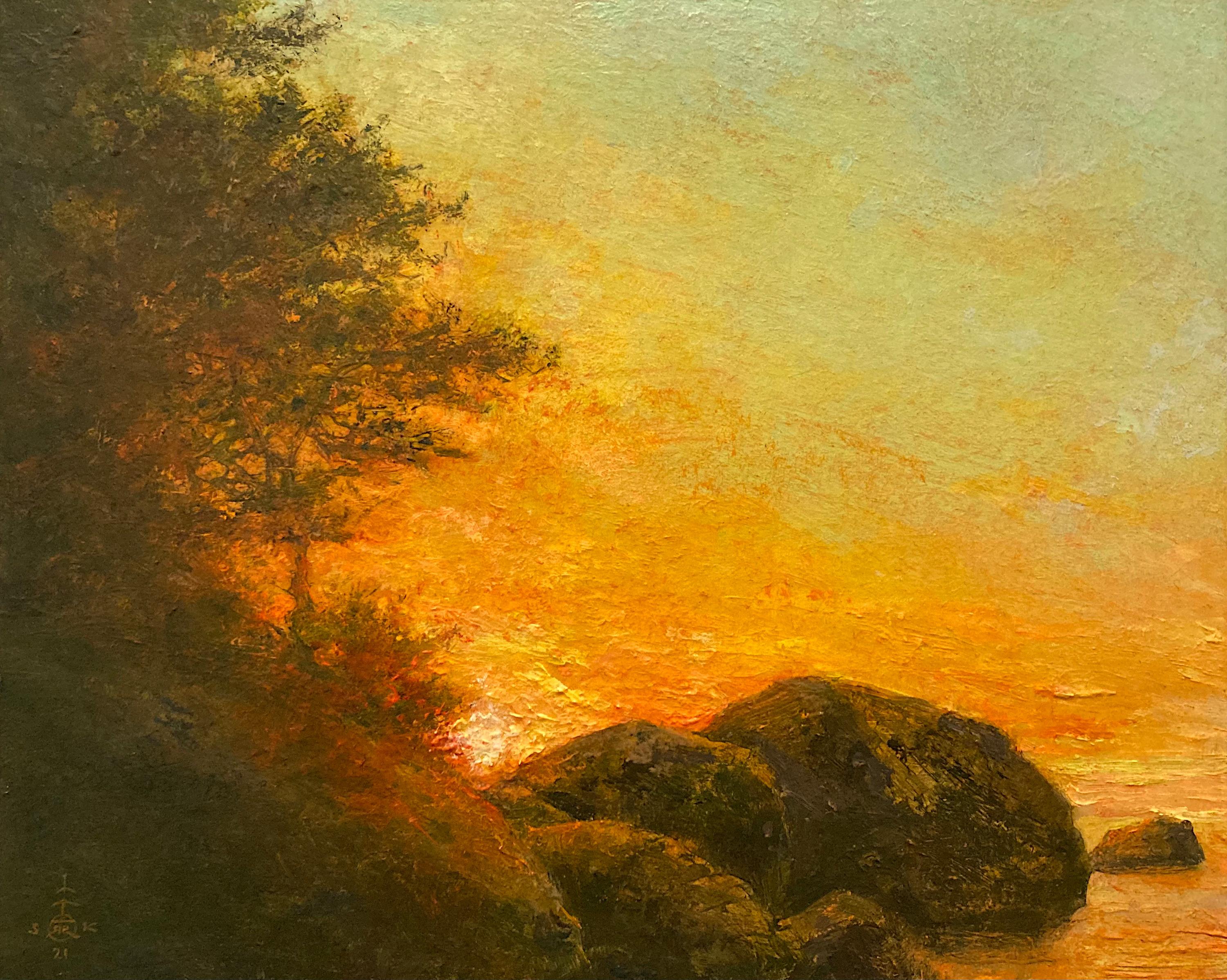 Shawn Krueger Landscape Painting - "Memory of a Sundown, " Oil Painting