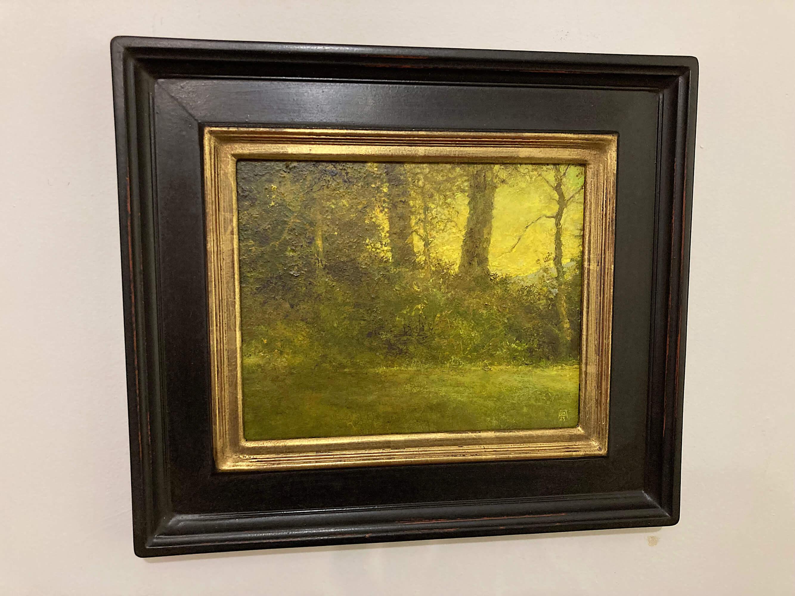 Upstate, Green, Original Oil Painting - Brown Landscape Painting by Shawn Krueger