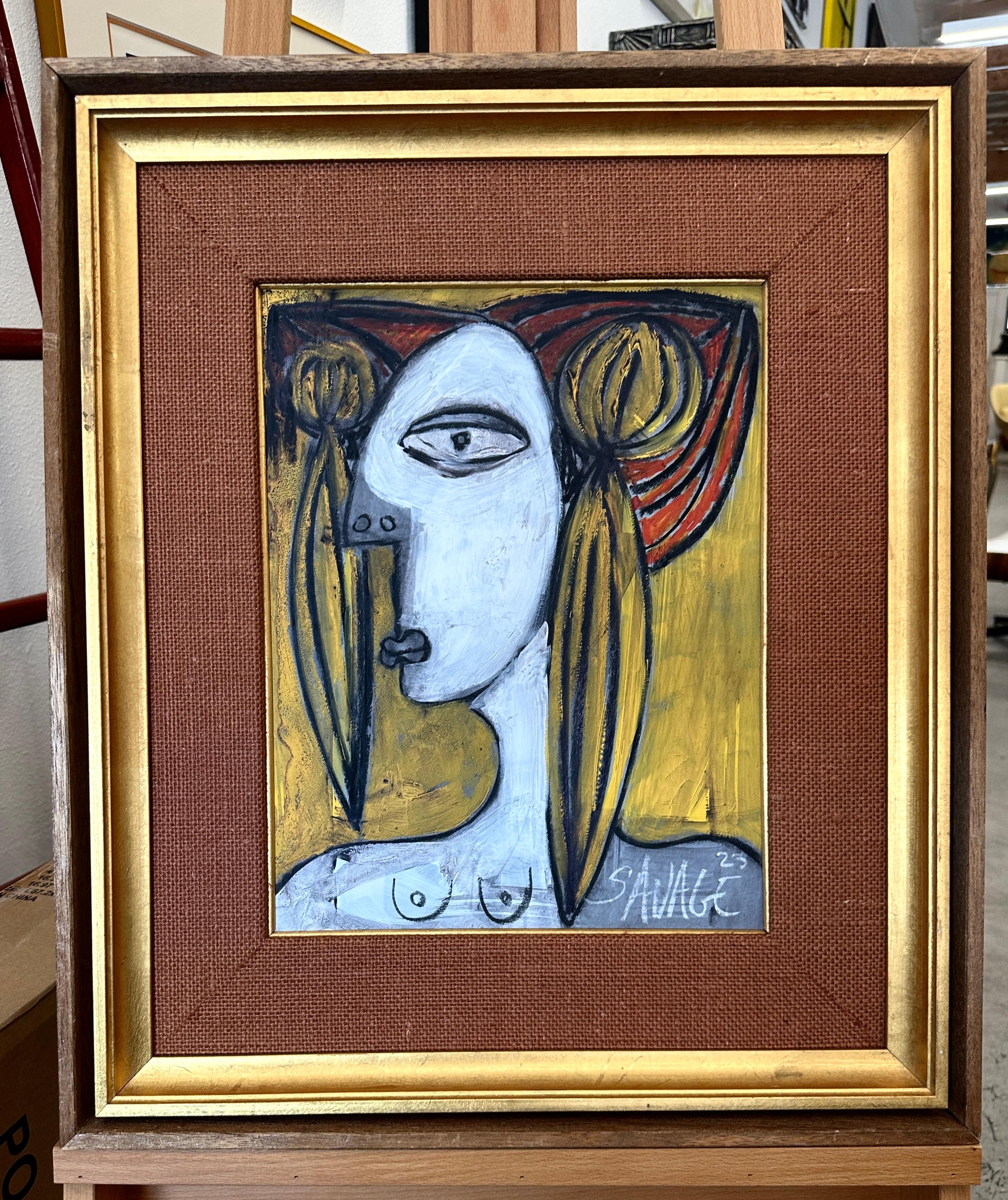 A wonderful painting by the noted Palm Springs Artist Shawn Savage who sadly passed away suddenly a few months ago. We managed to acquire a few works of his that he had displayed in his home. This one “Woman” is from 2023. It is signed and dated.He