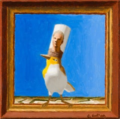 "Hombre pájaro" (2025) de Shawn Sullivan, Pintura original al óleo con retrato de animal