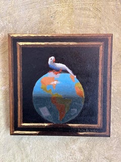 "Sitting on Top of the World" - Peinture à l'huile originale sur panneau