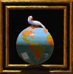 "Sitting on Top of the World" - Peinture à l'huile originale sur panneau