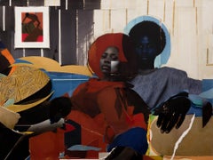 « 1974, Syl and Big Stroll », collage de papier d'intérieur vintage avec personnages