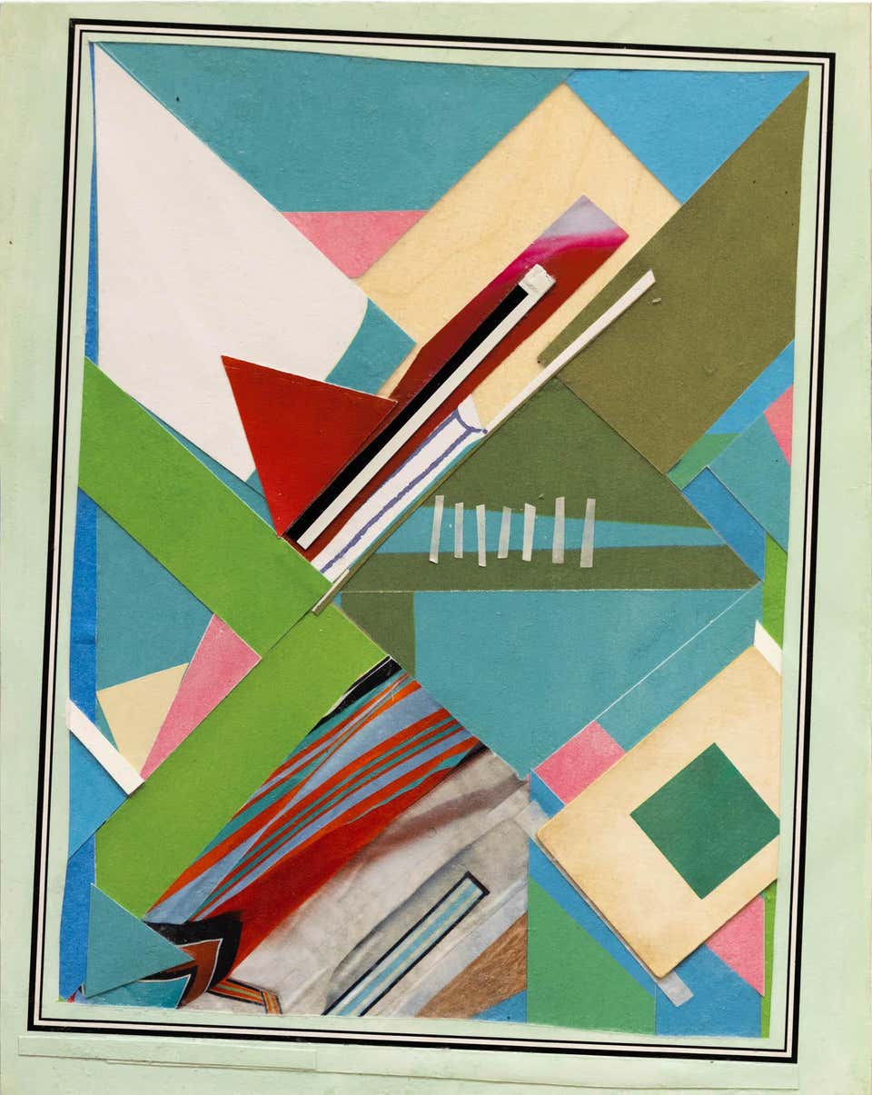 "Askew/ Ask You/ Achoo" Vibrant Abstract Paper Collage by Shawn Theodore