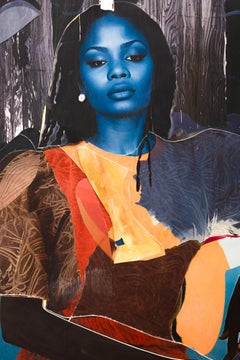 "Congrajulicia" Collage di carta lavorato a mano con figura femminile in abito vintage