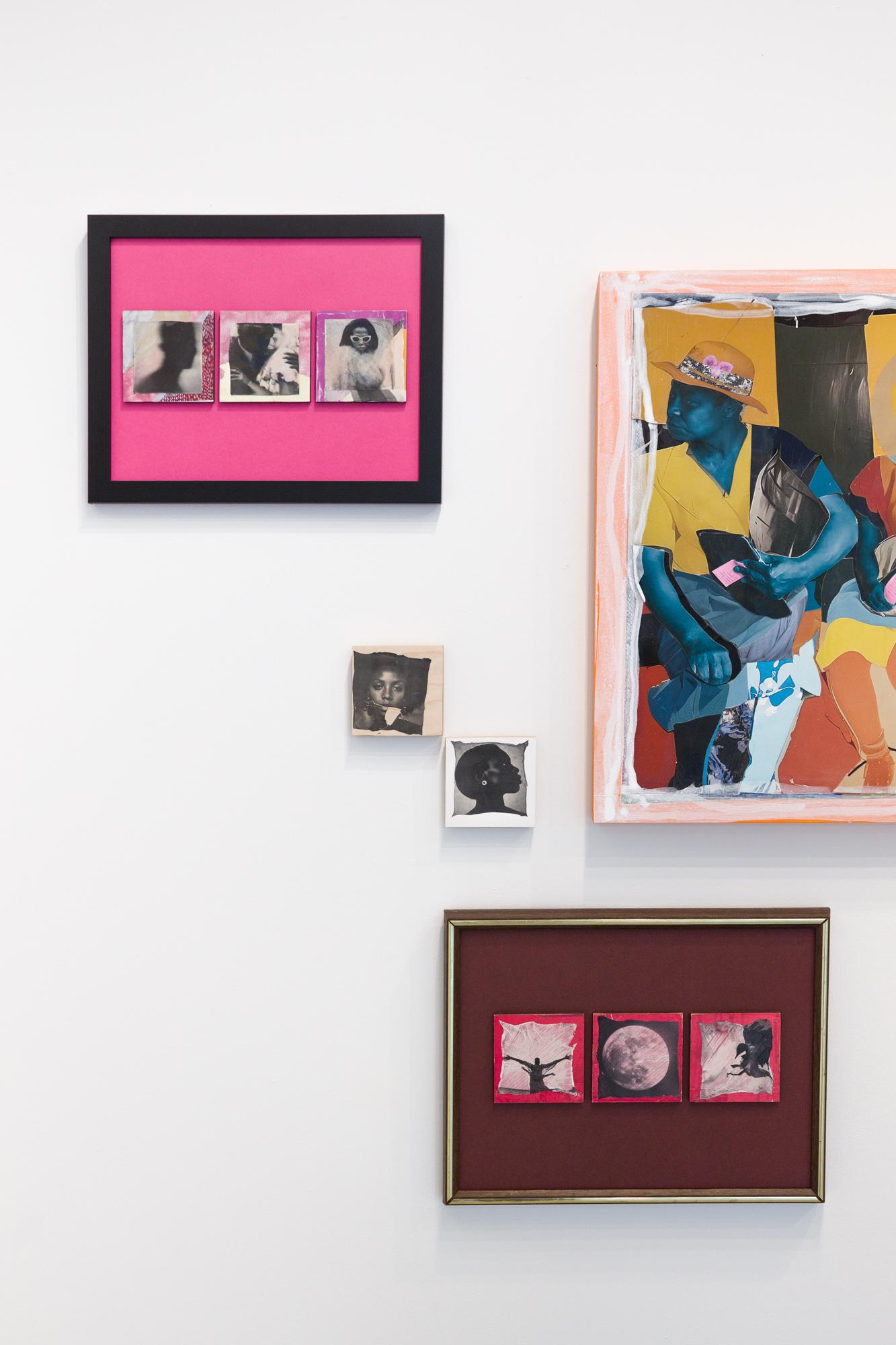 „Love is Gonna Getcha“ Assemblage aus gefundenen Fotos, Polaroid-Gelenk auf lackiertem Holz im Angebot 4