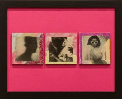 "Love is Gonna Getcha" Ensamblaje de fotos encontradas, levantamiento de polaroid sobre madera pintada