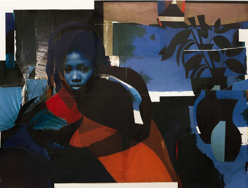 "Sista Annie Mae" Hand crafted paper collage of abstracted female figure