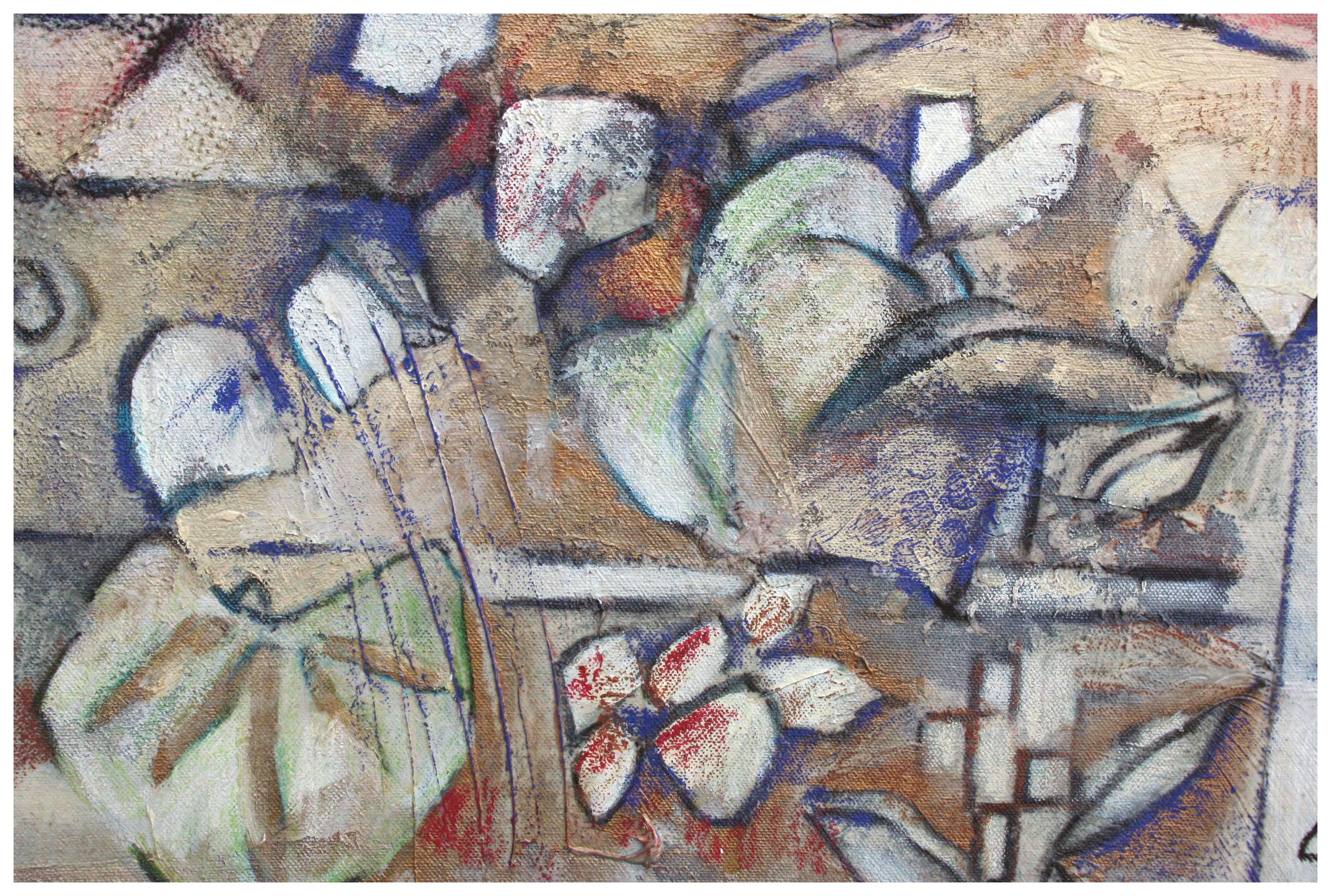Griechischer Garten - Figurativ Abstrakt  (Abstrakter Expressionismus), Painting, von Shawna Leach