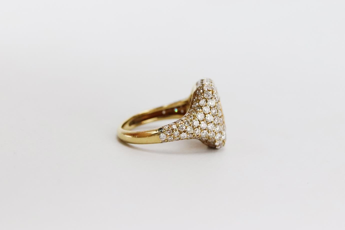 Beige Shay 18K Yellow Gold And Baguette Diamond Pinky Ring 13 MM