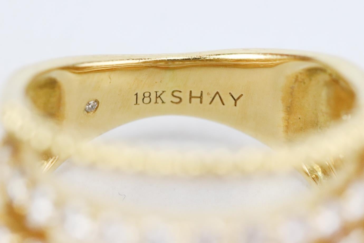 Shay 18K Yellow Gold And Open Mixed Diamond Ring 16 MM  For Sale 1