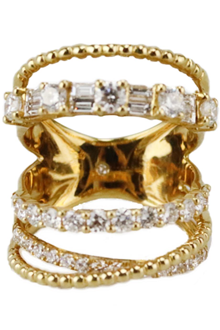 Shay 18K Yellow Gold And Open Mixed Diamond Ring 16 MM  For Sale
