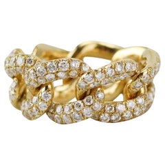 Shay Chain Link 18K Yellow Gold And Diamond Ring 15.5 MM