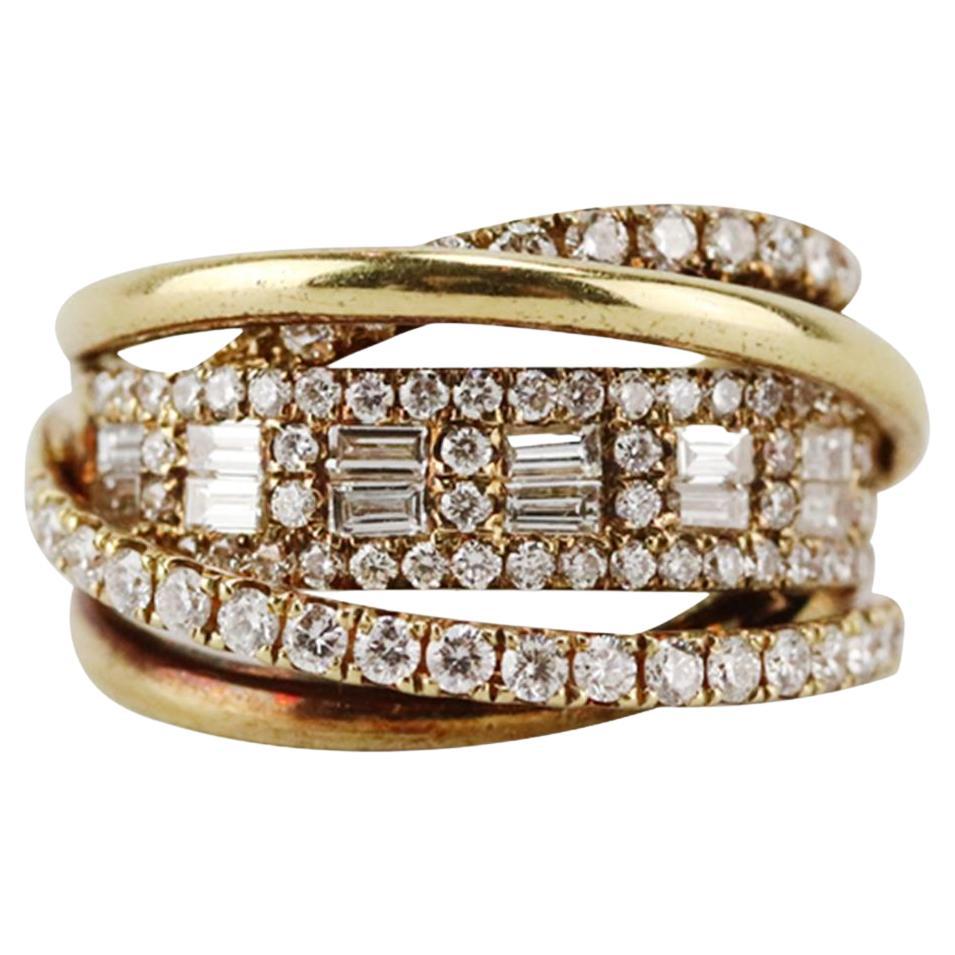 Shay 18K Yellow Gold And Open Mixed Diamond Ring 16 MM For Sale at 1stDibs