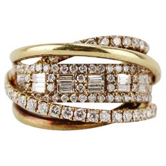Shay Orbit 18K Yellow Gold And Baguette Diamond Ring 16.5 MM 