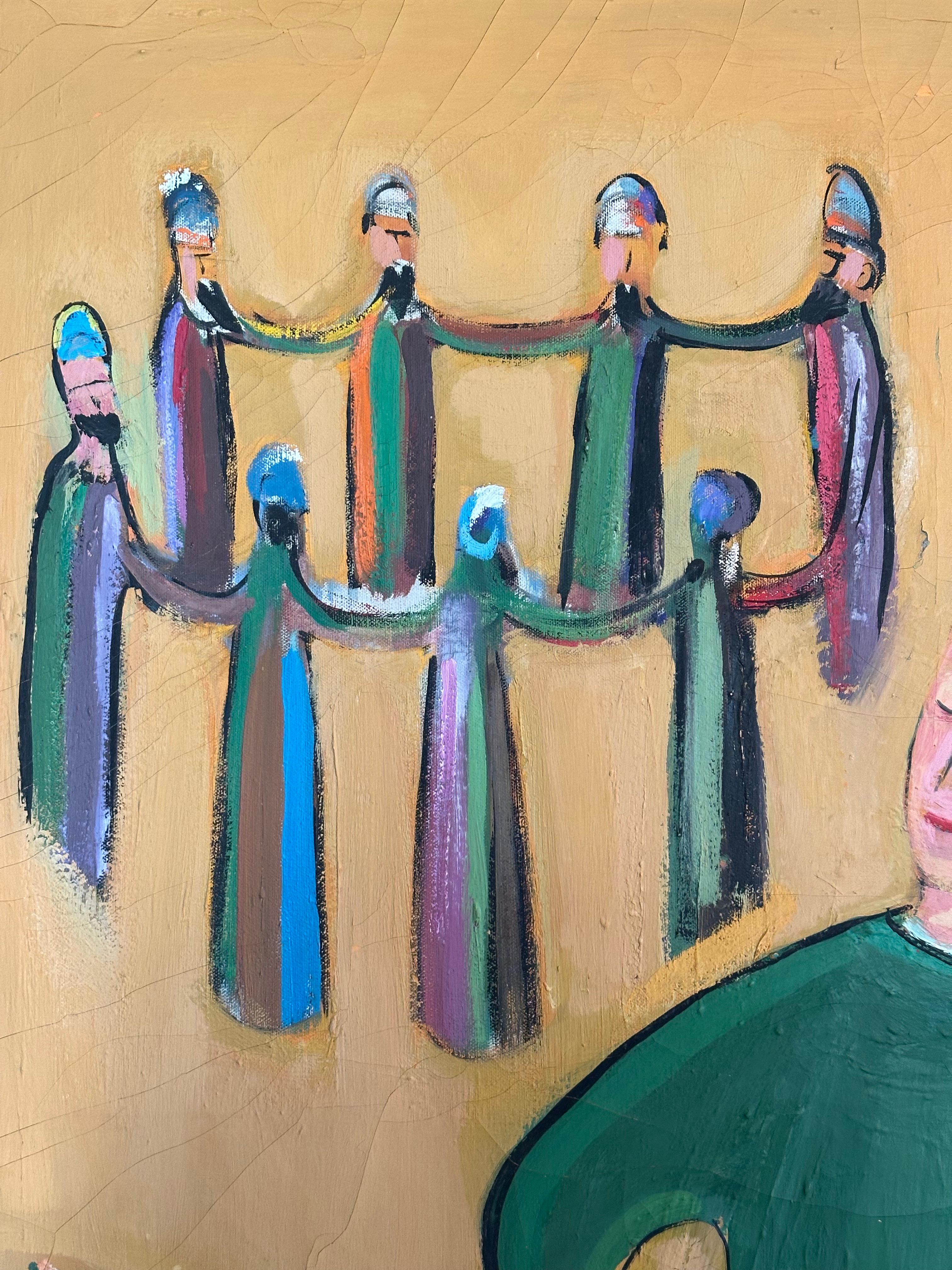 Fiddler and Dancers - Abstract Painting by Shay Rieger