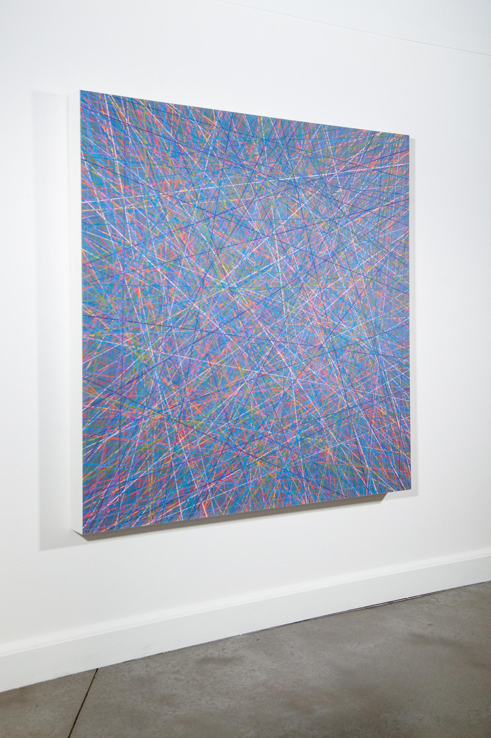 Questo quadro astratto contemporaneo e geometrico, dipinto a olio su tavola, è opera dell'artista canadese Shayne Dark. Dark chiama la sua nuova straordinaria serie di dipinti a olio dinamici: 