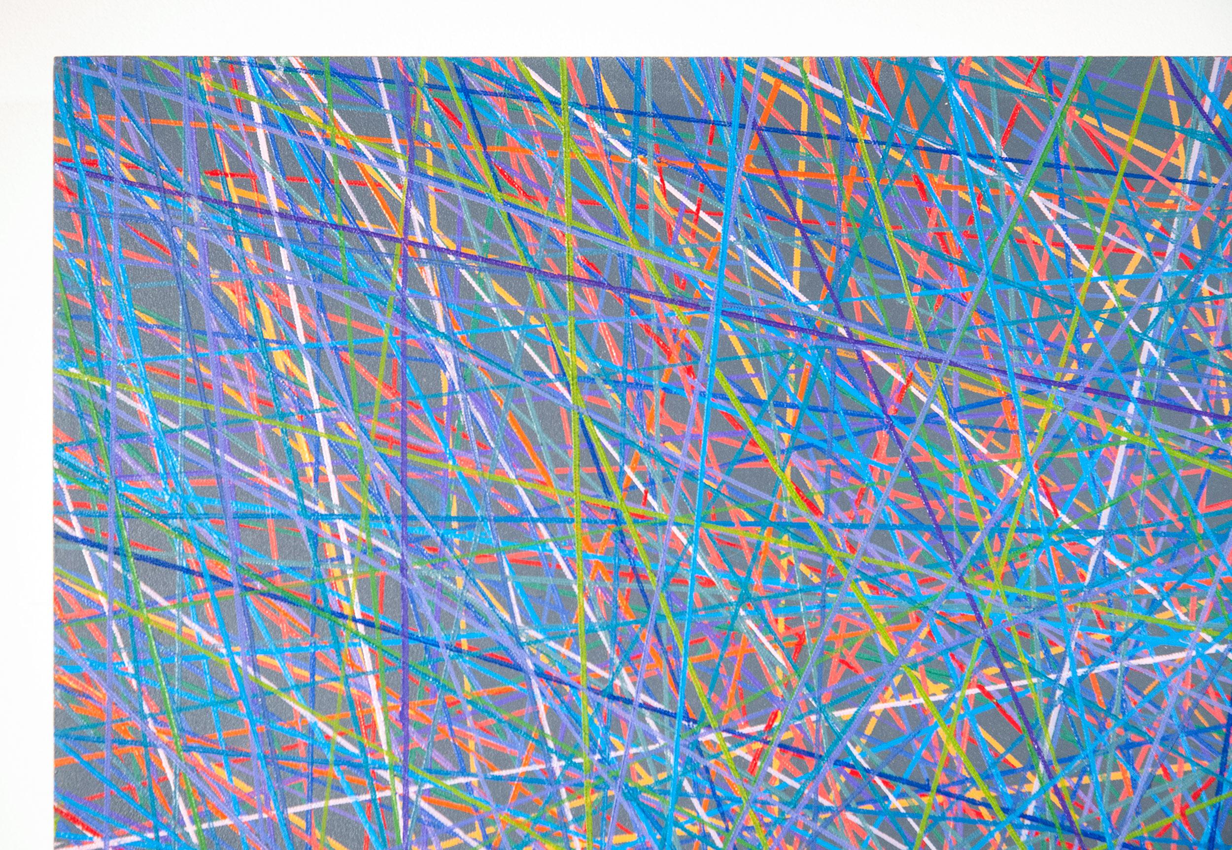 Serie intersecata di colori n. 6 - contemporaneo, astratto geometrico, olio su pannello in vendita 2