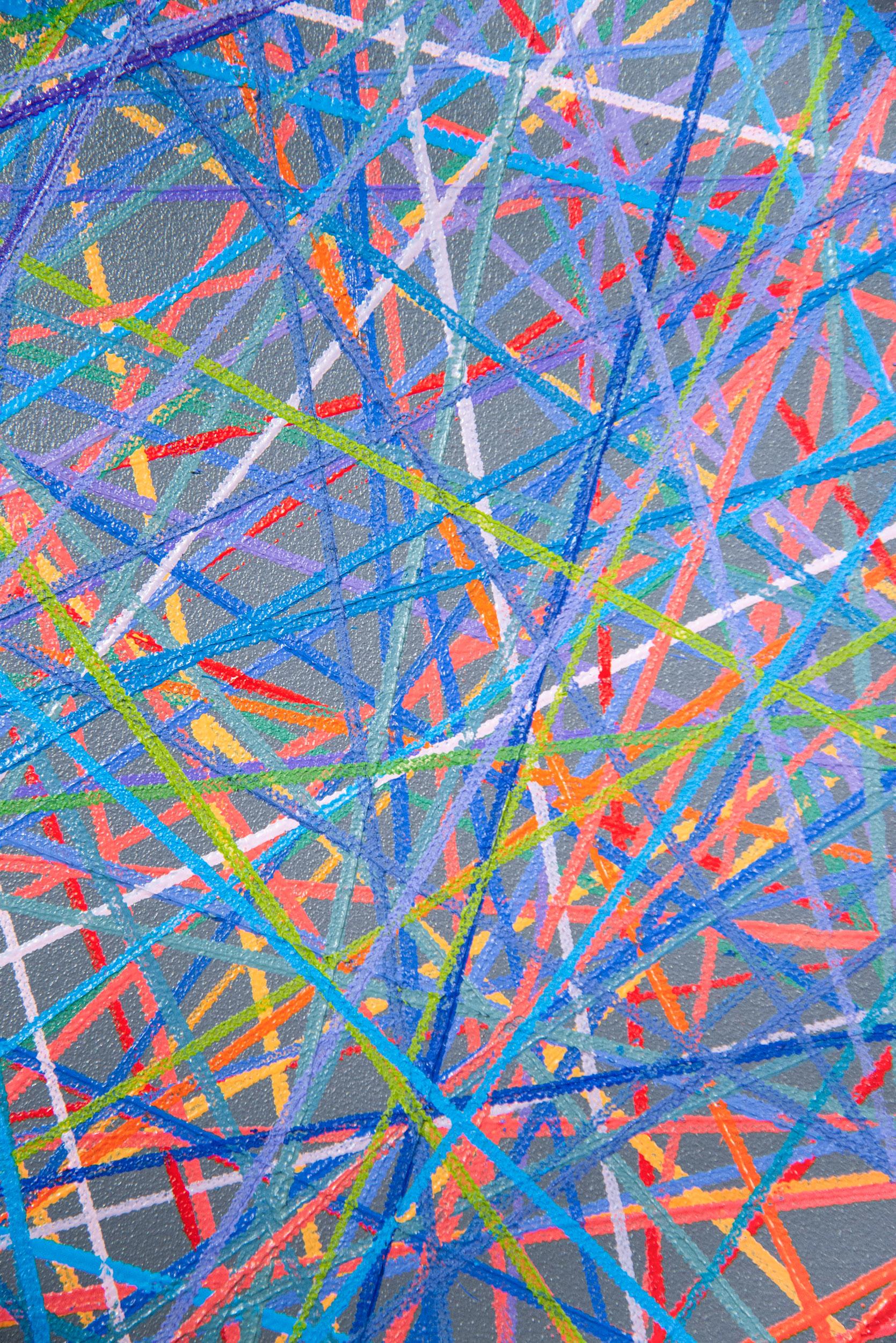 Serie intersecata di colori n. 6 - contemporaneo, astratto geometrico, olio su pannello in vendita 6