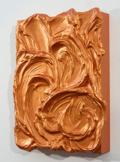 Storm Surge Orange - hell, glänzend, Impasto, abstrakt, Acryl auf Tafel