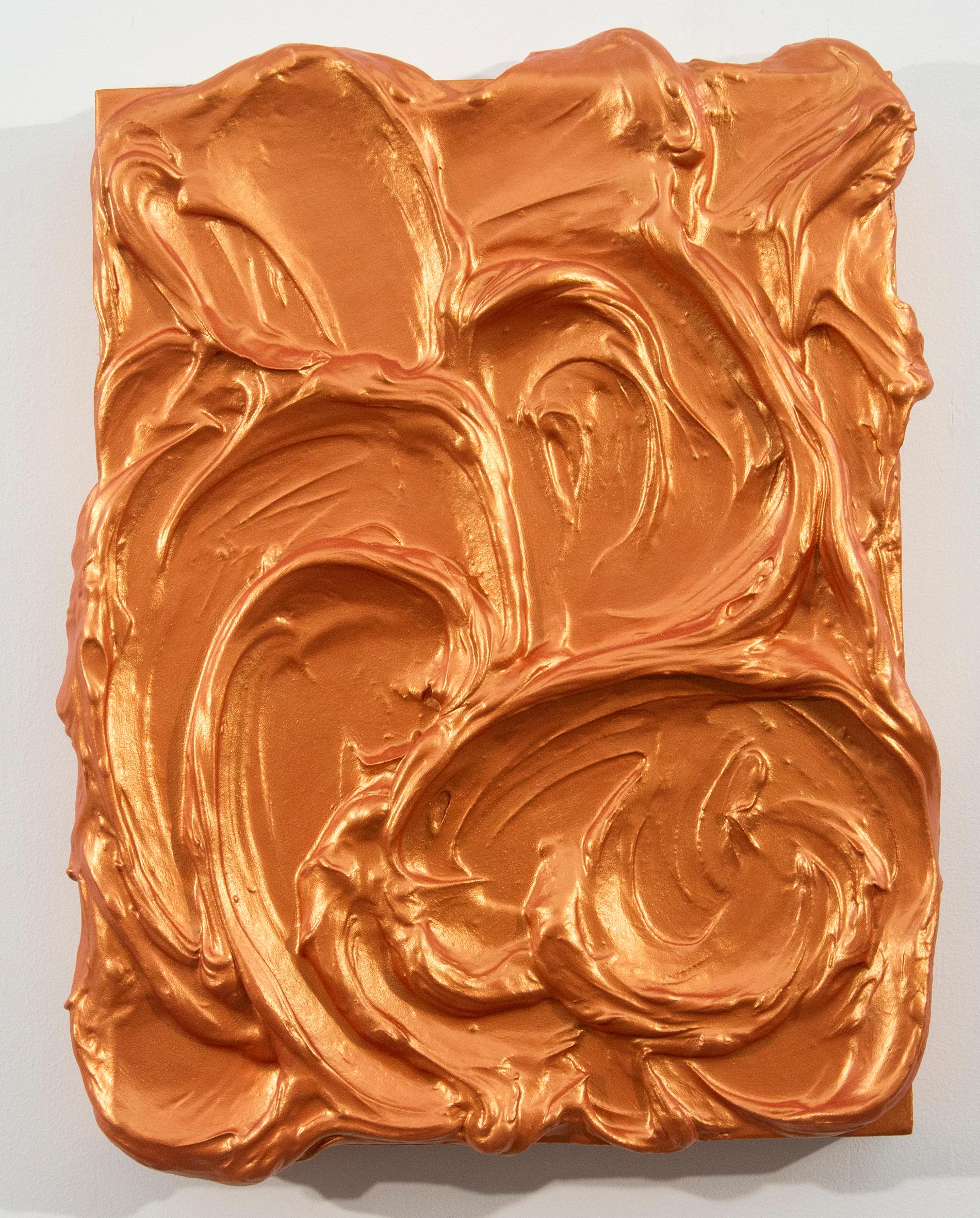Storm Surge Orange - bright, glossy, impasto, abstract, acrylic on panel
