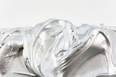 Storm Surge Pearl - glossy, silver, impasto, abstract, acrylic on panel