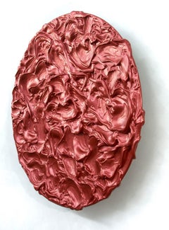 Storm Surge Tondo Red - bold, glossy, impasto, abstract, acrylic on aluminum