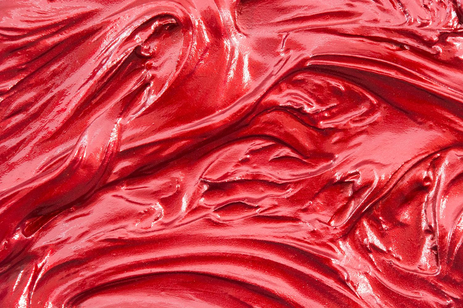 Red Storm Surge - brillant, empâtement, abstrait, acrylique sur panneau en vente 1