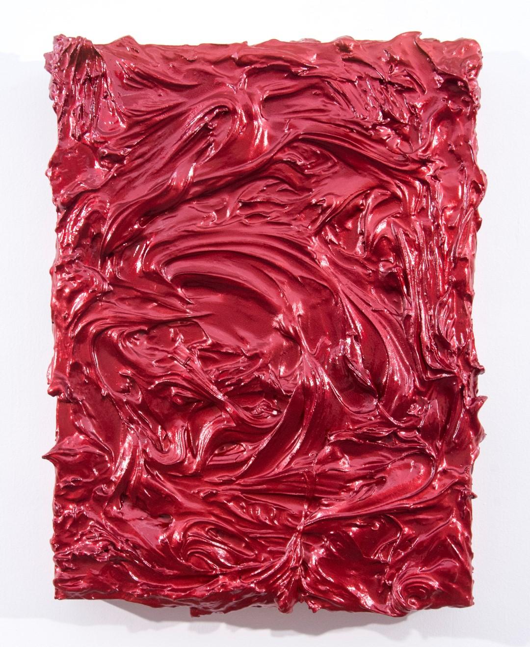 Storm Surge Red - glossy, bright, impasto, abstract, acrylic on panel - Mixed Media Art by Shayne Dark