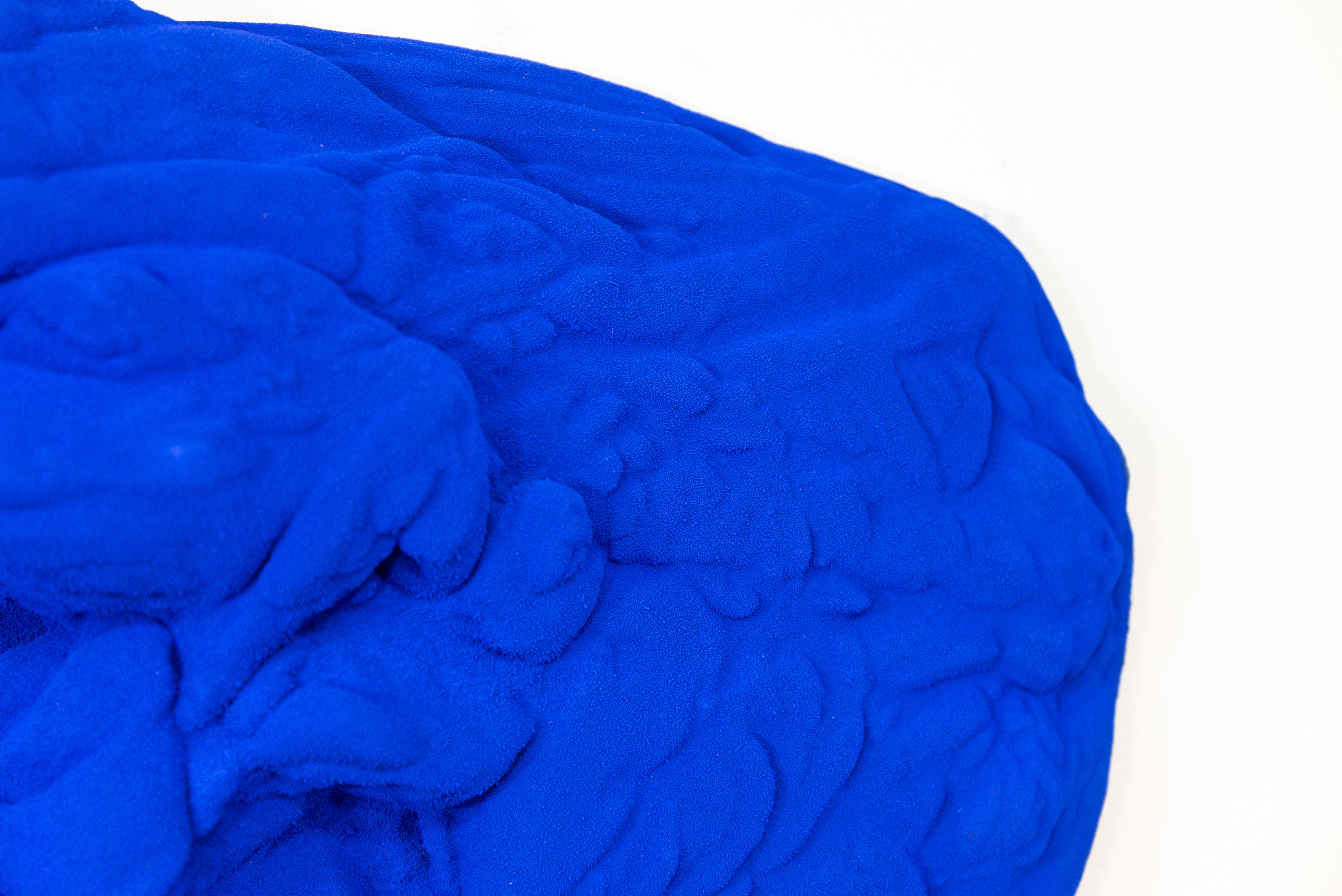 Blue Matter 1 - matte, blue, textured, abstract, mixed media wall sculpture For Sale 3