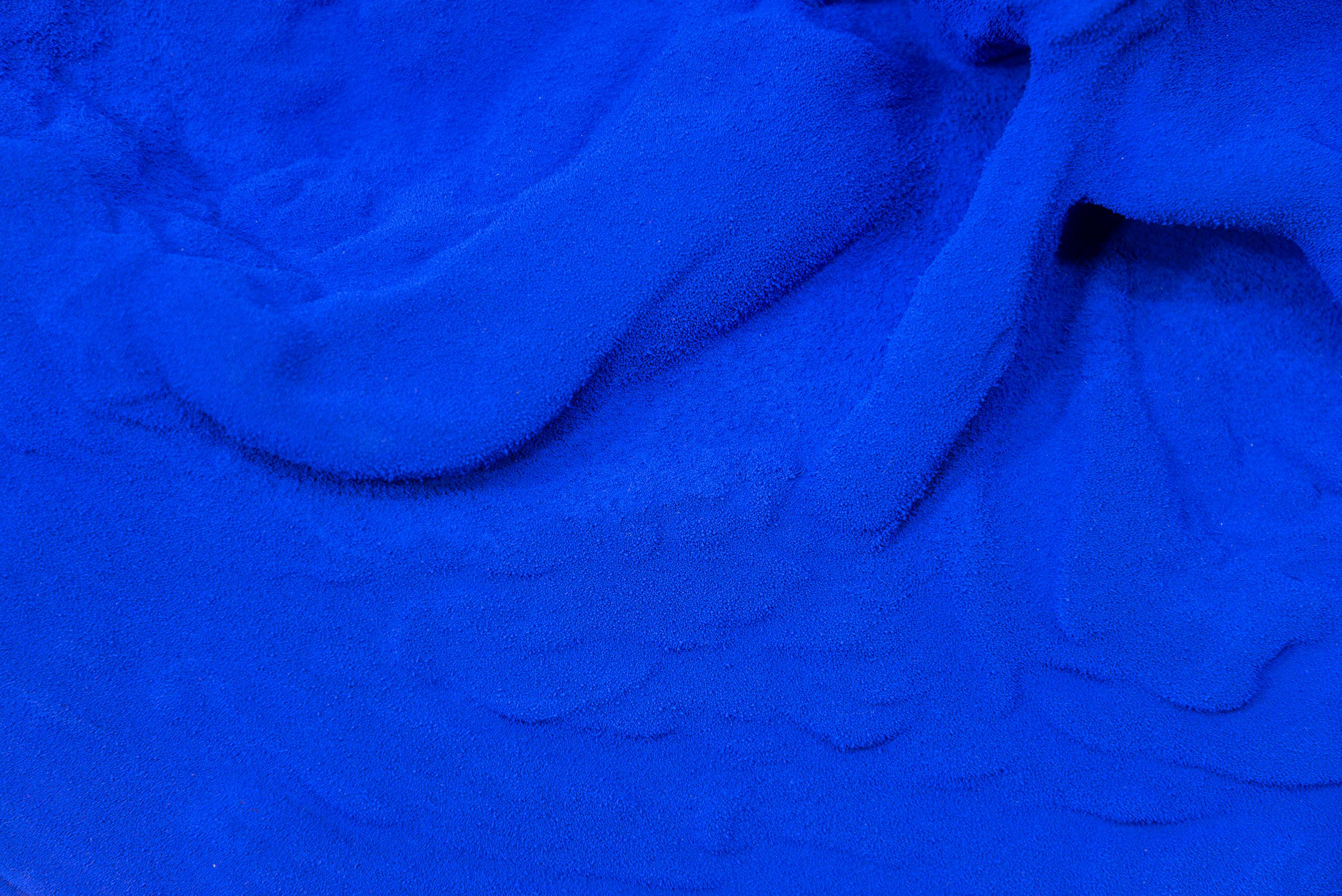 Blue Matter 1 - matte, blue, textured, abstract, mixed media wall sculpture For Sale 5