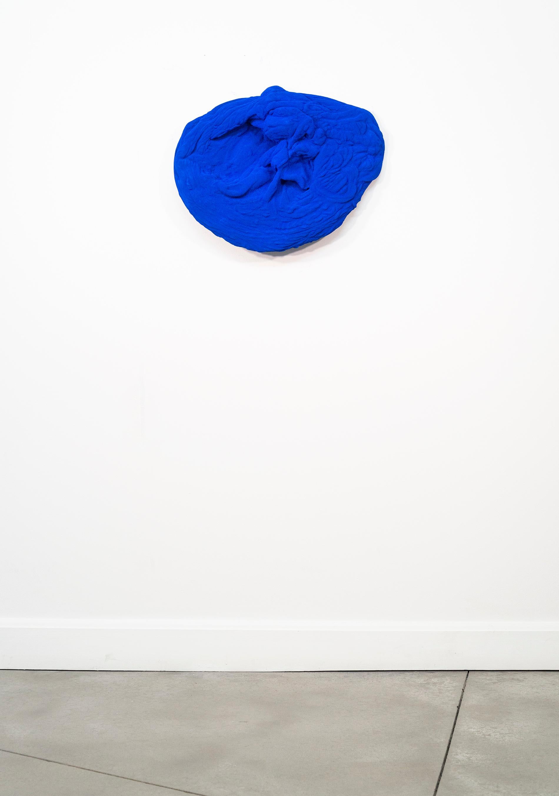 Blue Matter 1 - matte, blue, textured, abstract, mixed media wall sculpture For Sale 6