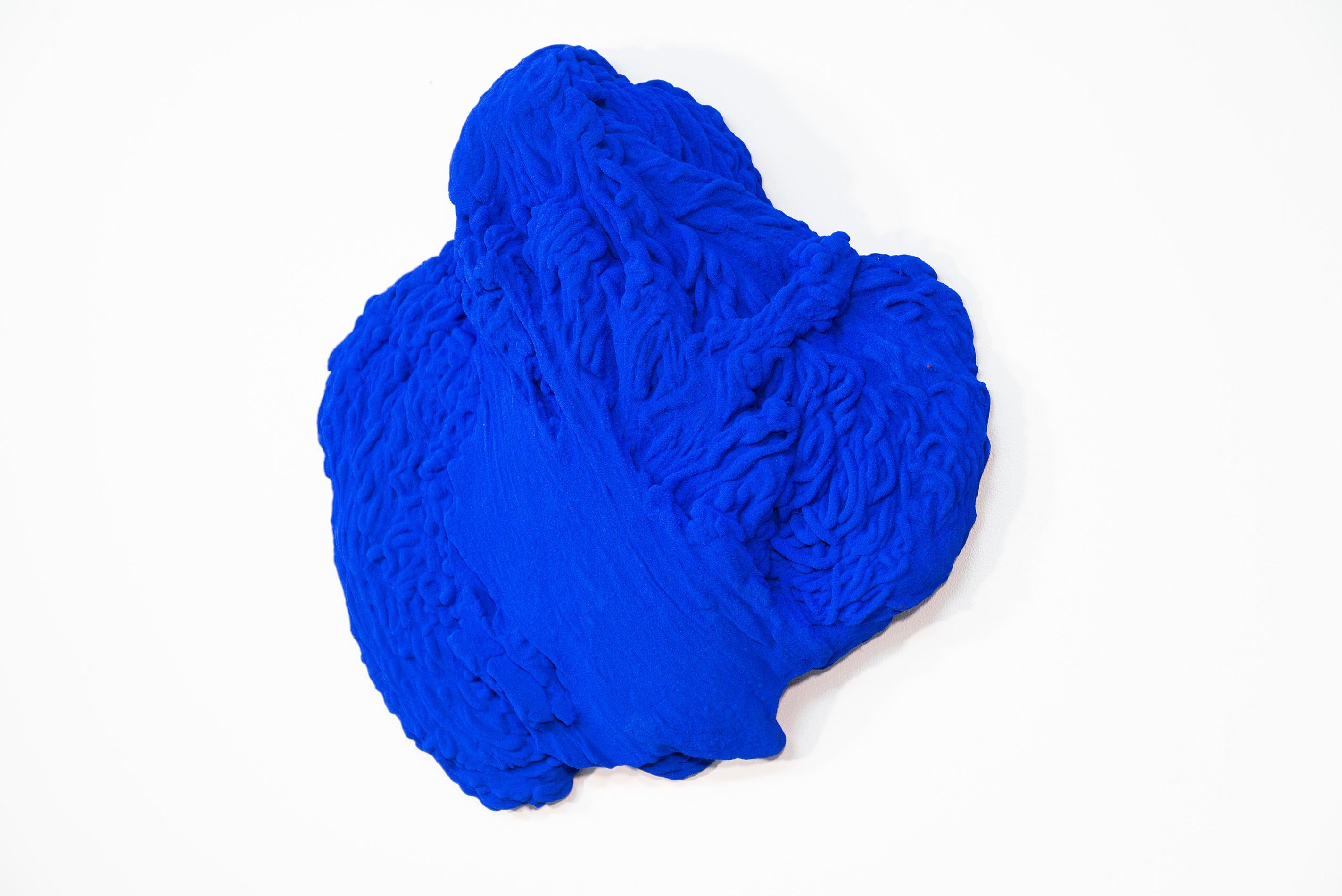 Blue Matter 2 - matte, blue, textured, abstract, mixed media wall sculpture - Sculpture by Shayne Dark