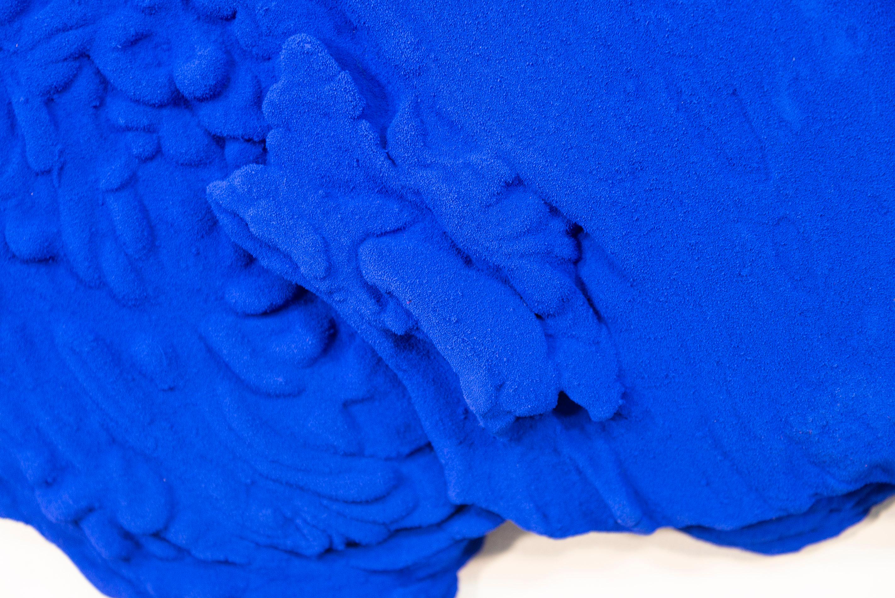 Blue Matter 2 - matte, blue, textured, abstract, mixed media wall sculpture For Sale 2