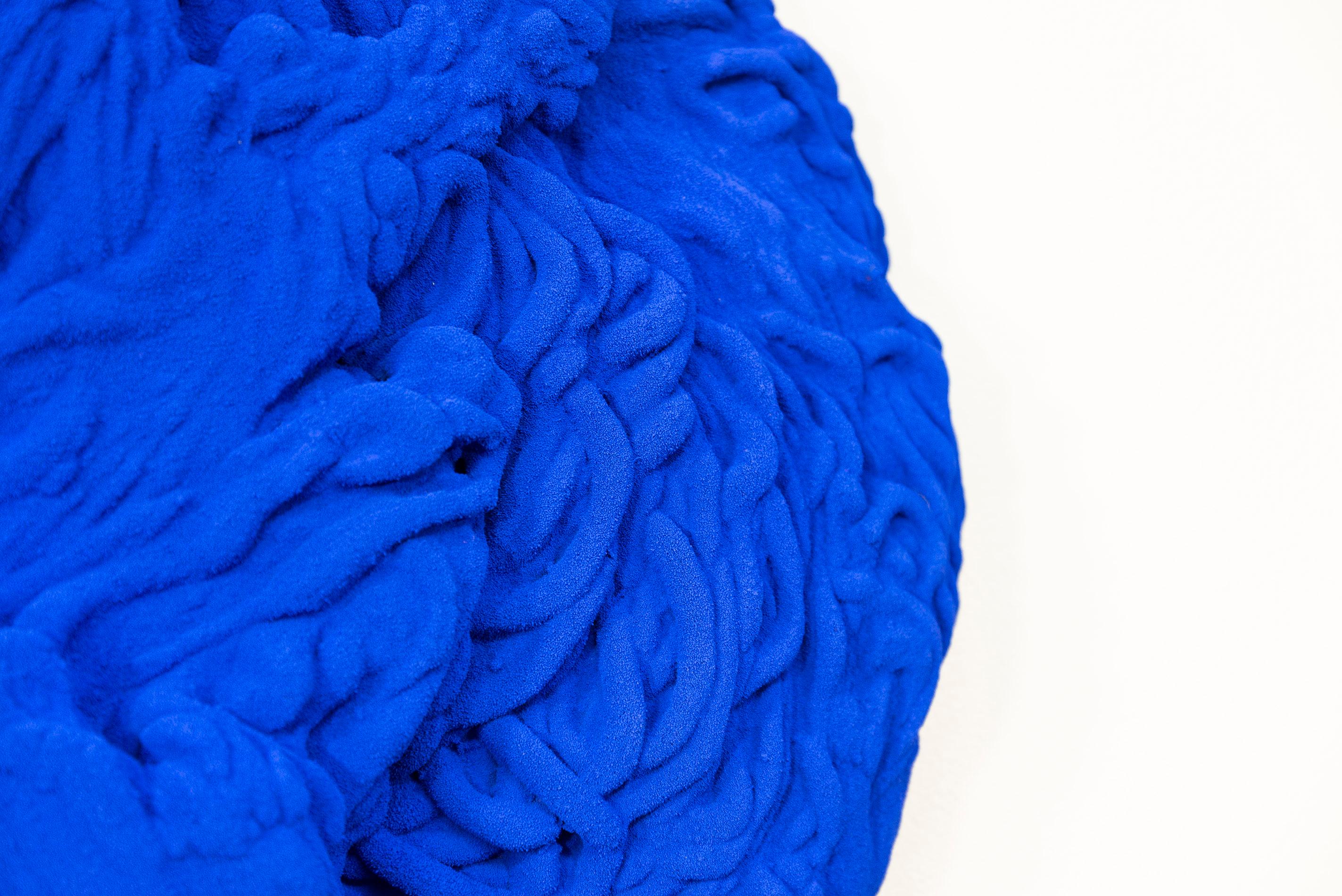 Blue Matter 2 - matte, blue, textured, abstract, mixed media wall sculpture For Sale 4