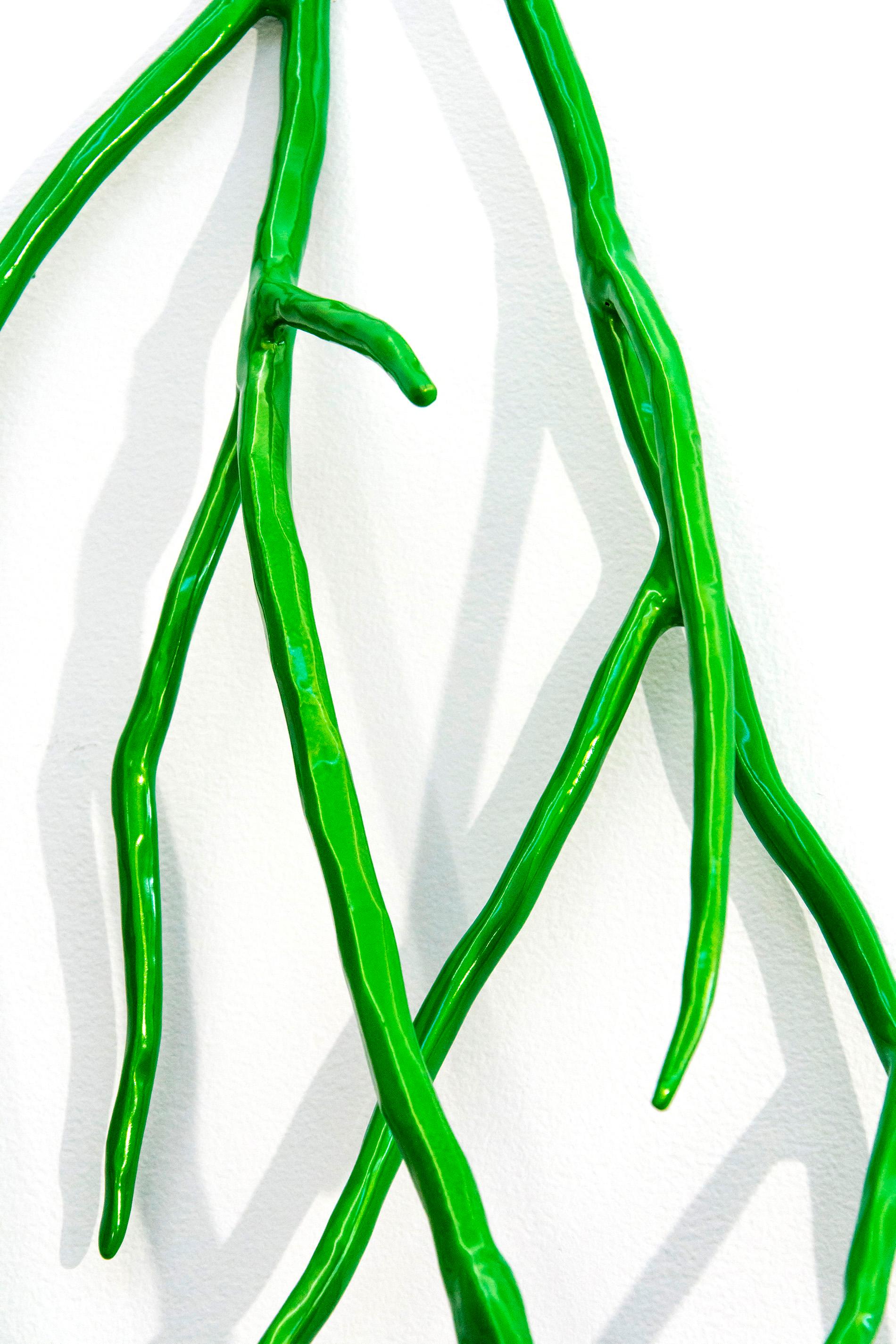Bough Laden With Candy Apple Green - bright, abstract, steel wall sculpture For Sale 1