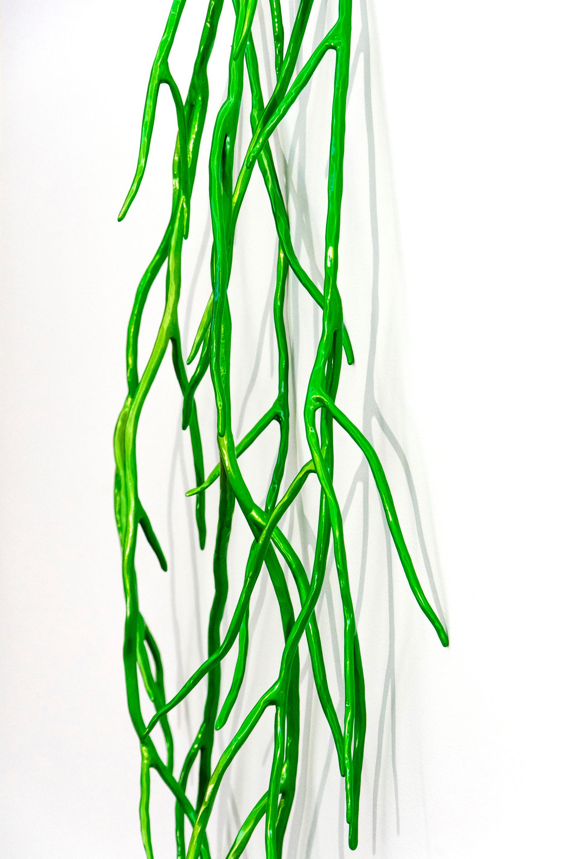 Bough Laden With Candy Apple Green - bright, abstract, steel wall sculpture - Sculpture by Shayne Dark