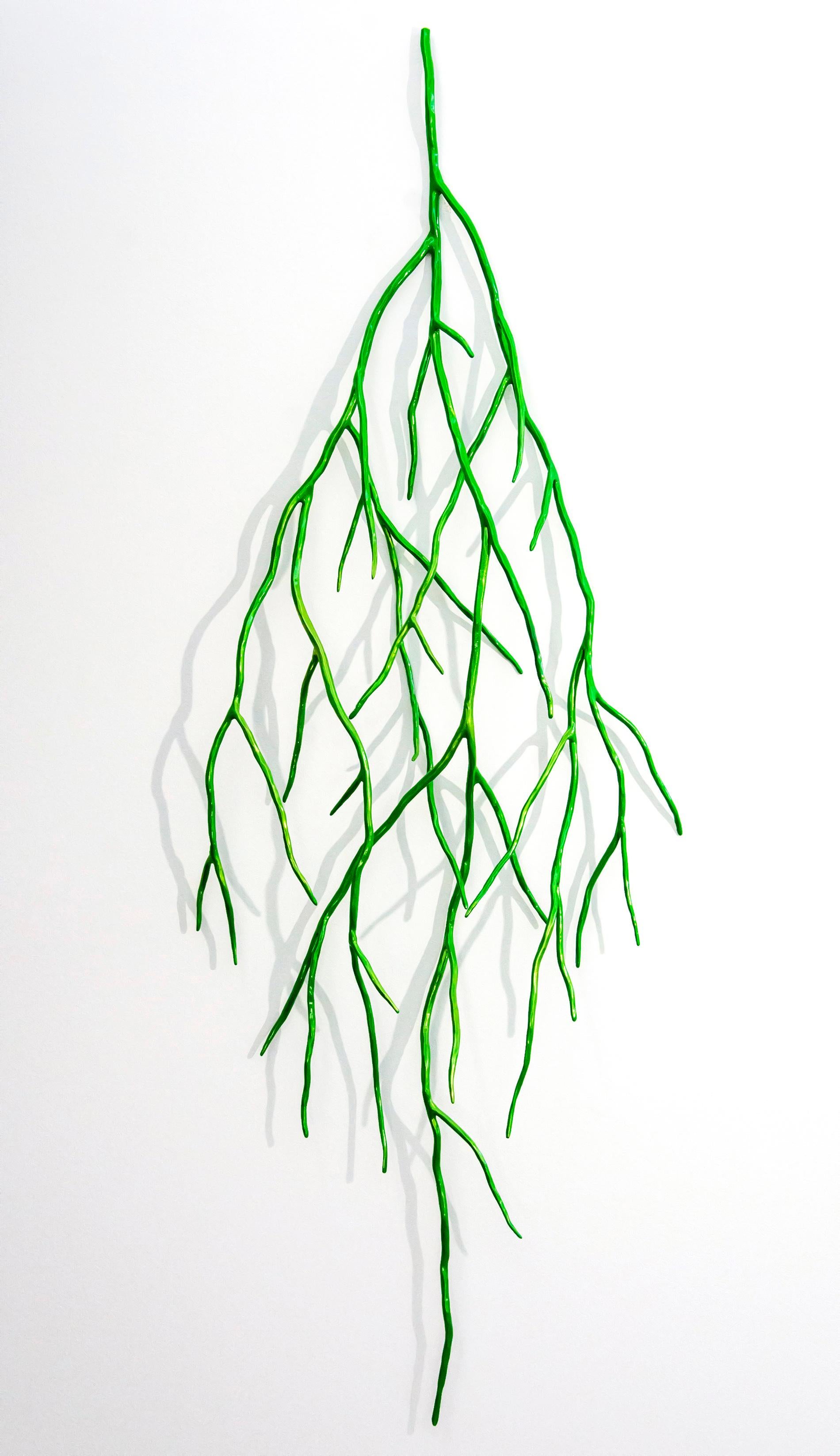 Bough Laden With Candy Apple Green - bright, abstract, steel wall sculpture