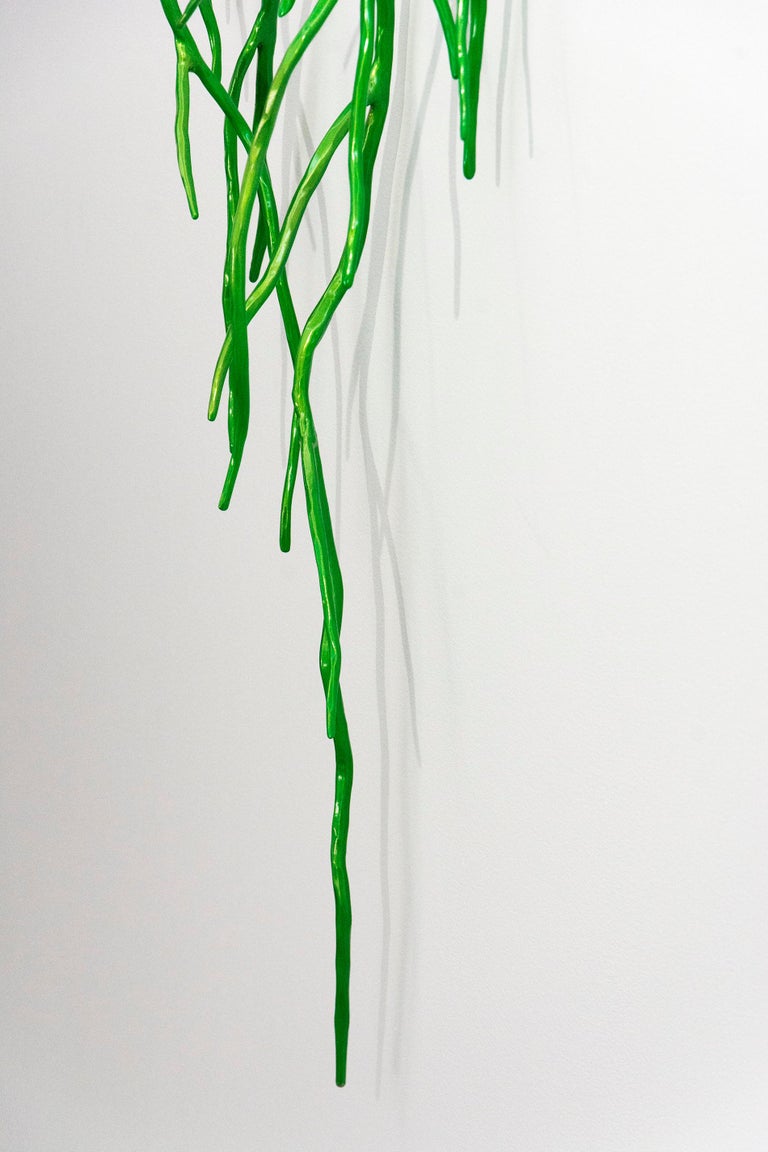 Bough Laden With Candy Apple Green - bright, abstract, steel wall sculpture - Gray Abstract Sculpture by Shayne Dark