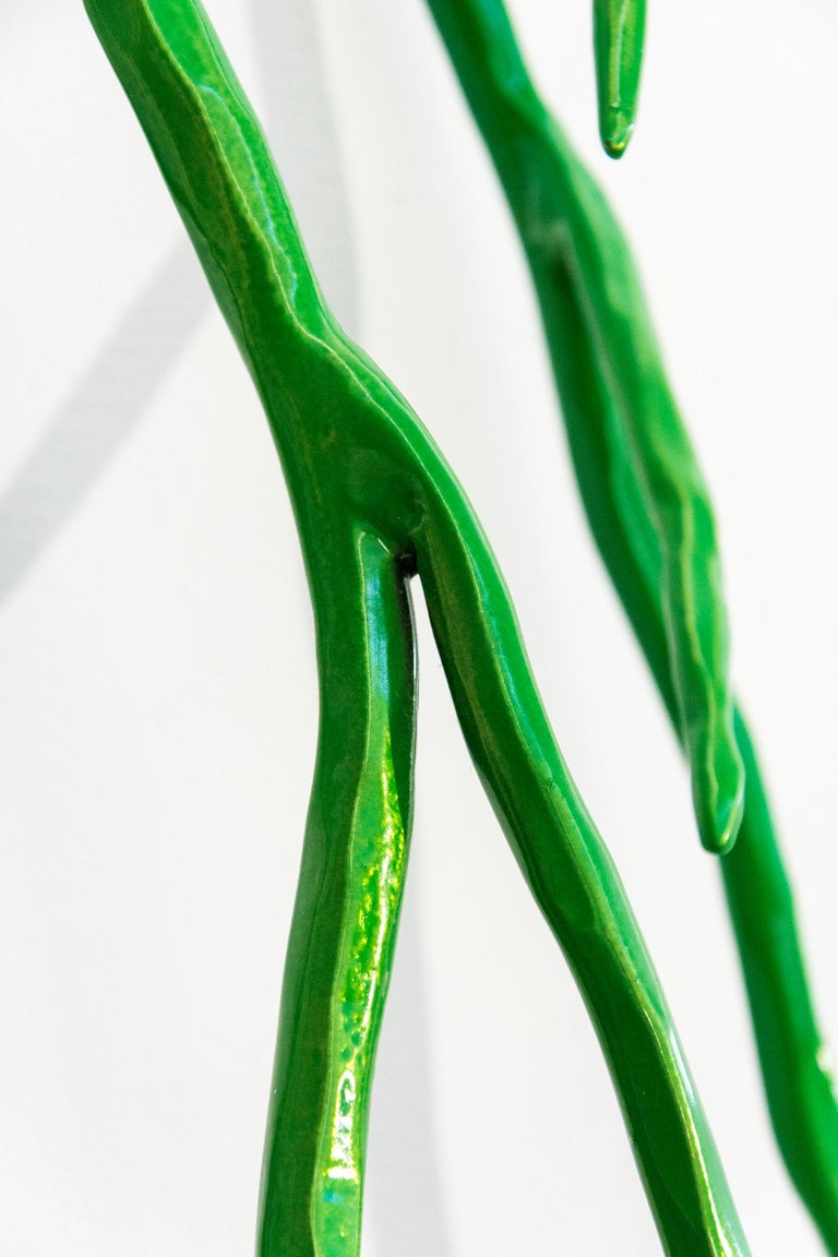 Bough Laden With Candy Apple Green - bright, abstract, steel wall sculpture For Sale 2